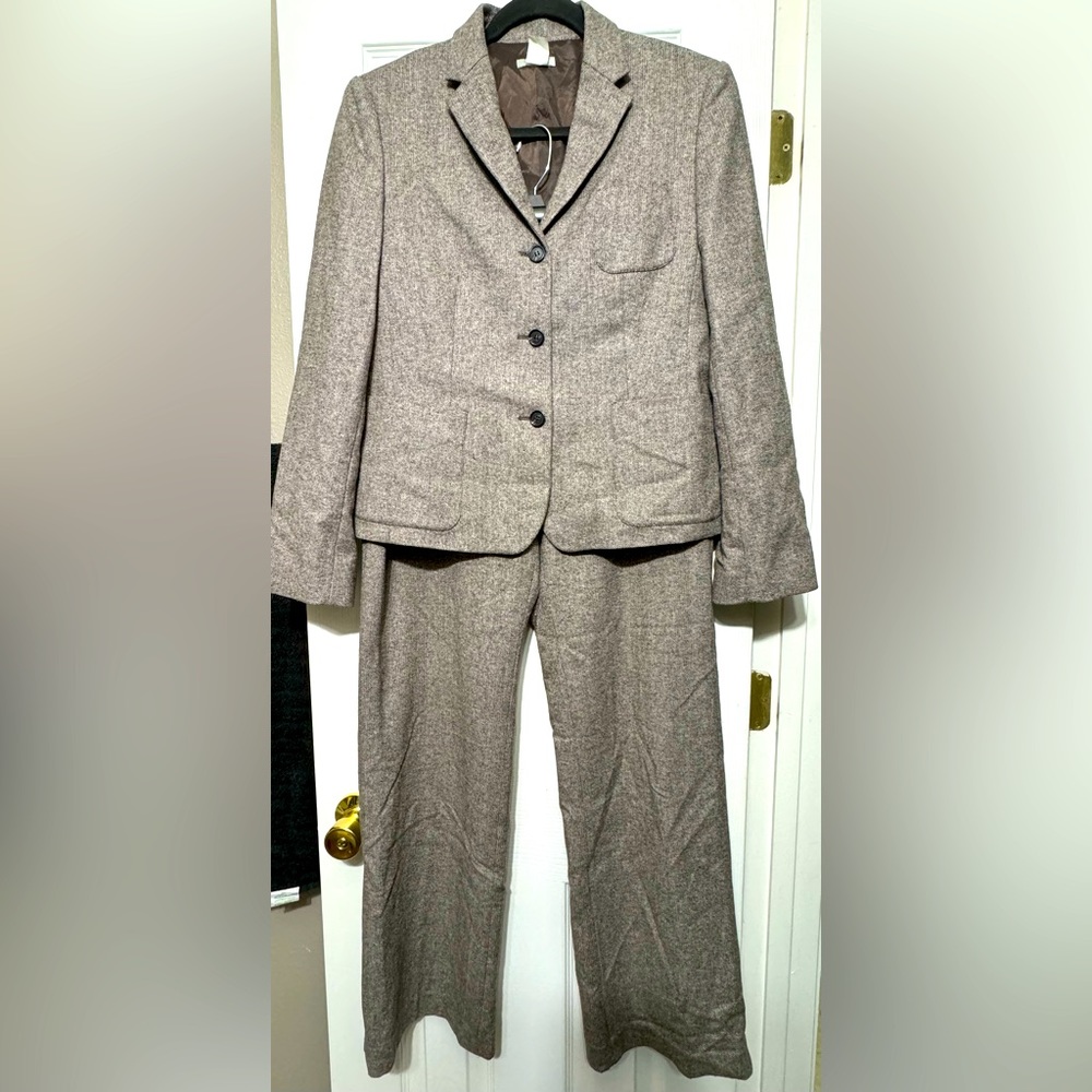 J. Crew women’s wool herringbone suit jacket & pants